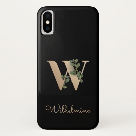 Elegant Botanische monogram Gold Letter W Case-Mate iPhone Case (Achterkant)