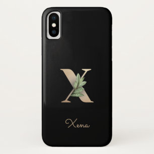 Elegant Botanische monogram Gold Letter X iPhone X Hoesje