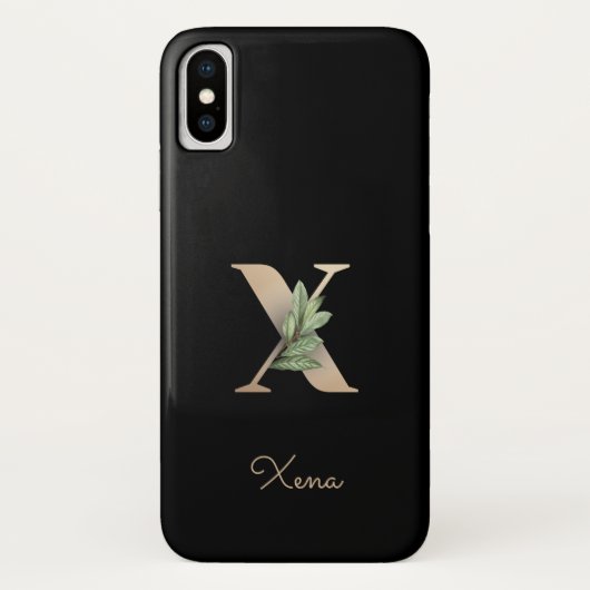 Elegant Botanische monogram Gold Letter X Case-Mate iPhone Case (Achterkant)