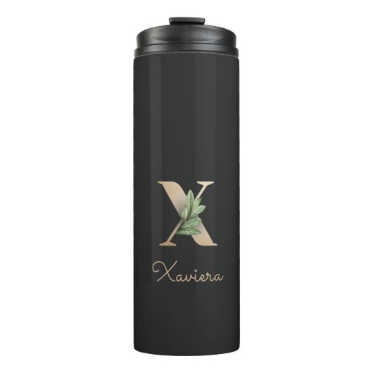 Elegant Botanische monogram Gold Letter X Thermosbeker (Voorkant)