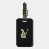 Elegant Botanische monogram Gold Letter Y Bagagelabel (Voorkant verticaal)