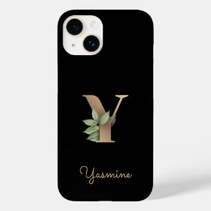 Elegant Botanische monogram Gold Letter Y Case-Mate iPhone 14 Hoesje