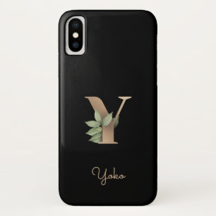 Elegant Botanische monogram Gold Letter Y iPhone X Hoesje
