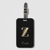 Elegant Botanische monogram Gold Letter Z Bagagelabel (Voorkant (verticaal))