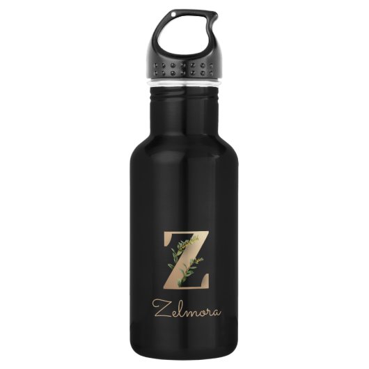 Elegant Botanische monogram Gold Letter Z Waterfles (Voorkant)