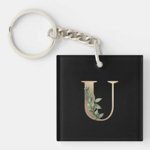 Elegant Botanische monogram Letter U Sleutelhanger
