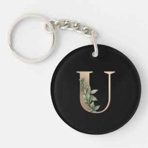 Elegant Botanische monogram Letter U Sleutelhanger