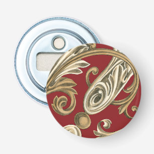 Elegant botanische motif met tangebloed button flesopener