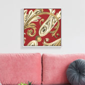 Elegant botanische motif met tangebloed canvas afdruk (Insitu (Woonkamer))