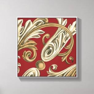 Elegant botanische motif met tangebloed canvas afdruk