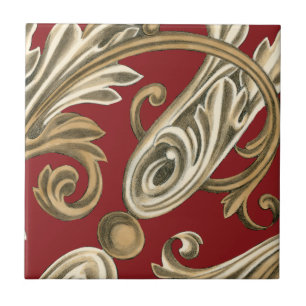 Elegant botanische motif met tangebloed tegeltje