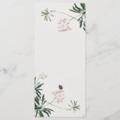 Elegant Botanische Roze Blossom met Butterfly Menu (Achterkant)