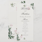 Elegant Botanische Roze Blossom met Butterfly Menu (Voorkant / Achterkant)