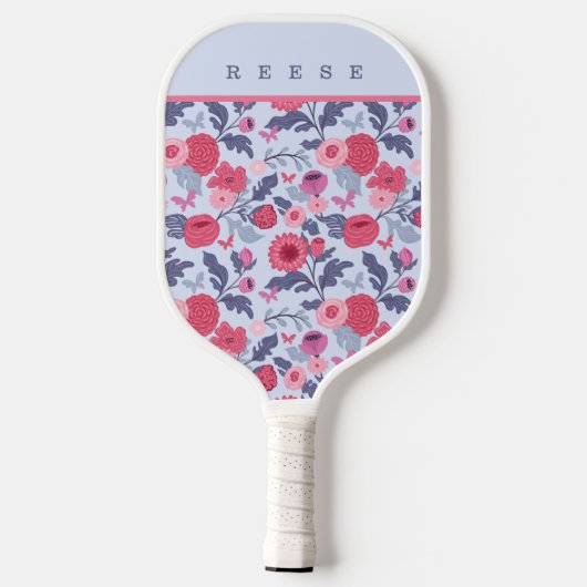 Elegant botanische roze en Paarse Floral Pickleball Paddle (Achterkant)
