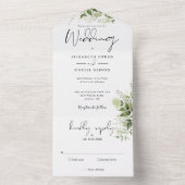 Elegant Botanische Rustic Greenery Wedding All In One Uitnodiging (Binnen)