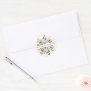 Elegant Botanische sage Groene Keel Floral Ronde Sticker