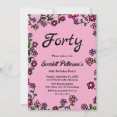 Elegant Botanische Tuin Roos Bloemen 40e Verjaarda Kaart (Voorkant)