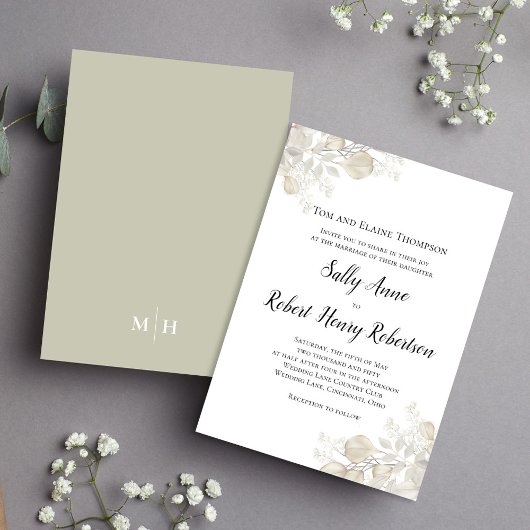 Elegant Botanische Tuin Sage Groen Script Kaart