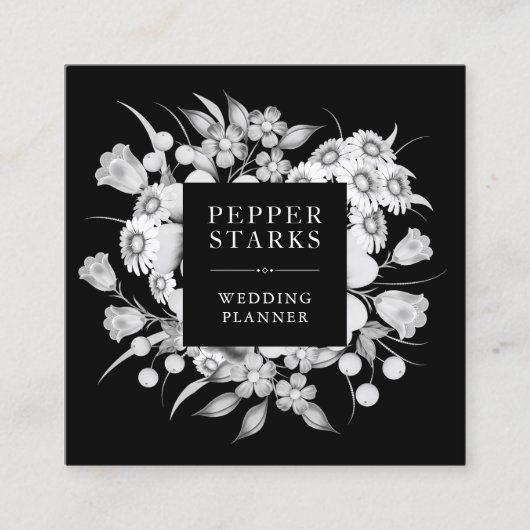 Elégant Bouquet de fleurs blanches | CARTE DE VISI (Devant)