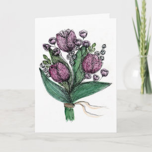 Élégant bouquet de tulipes à l'aquarelle Carte de