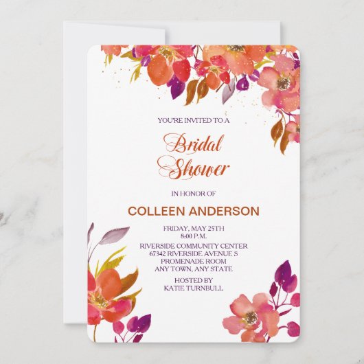 Élégant Bouquet d'été Invitation de la douche nupt (Devant)