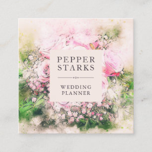 Elégant bouquet floral aquarelle Carte de visite