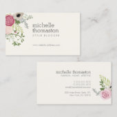 Elégant bouquet floral sur Carte de visite ivoire (Devant / Derrière)