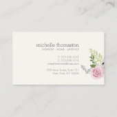 Elégant bouquet floral sur Carte de visite ivoire (Dos)