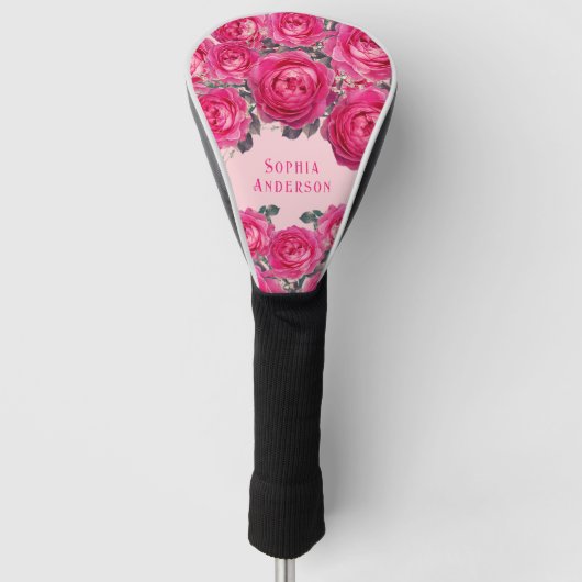 Elegant Bouquet van Rozen Gepersonaliseerd Golfheadcover (Voorkant)