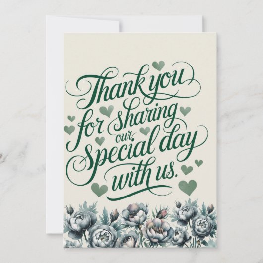 Elégant bouquet vert et gris Carte de remerciement (Devant)