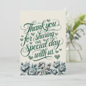 Elégant bouquet vert et gris Carte de remerciement (Debout devant)