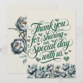 Elégant bouquet vert et gris Carte de remerciement (Devant / Derrière)