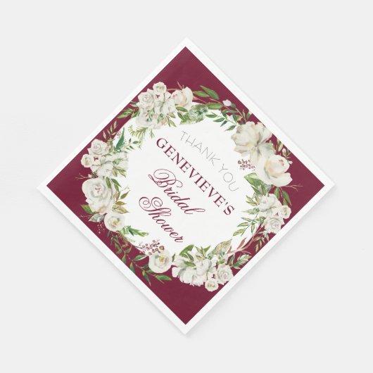 Elegant Bourgogne Bloemen Goud Vrijgezellenfeest W Servet (Hoek)