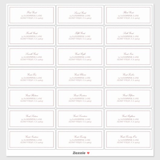 Elegant Bourgogne Classic Script Gastadres Sticker (Vel)