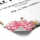 Elegant Bourgogne en roze bloemen Datum Nachtteken Poster (Hoek)