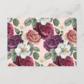 Elegant Bourgogne en roze bloemen Informatiekaartje (Achterkant)