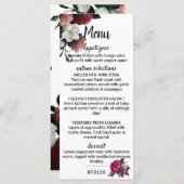 Elegant Bourgogne en roze bloemen Menu (Voorkant / Achterkant)