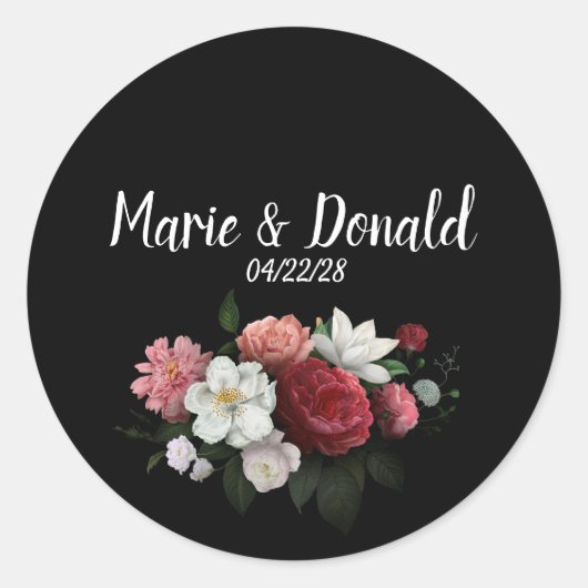 Elegant Bourgogne en roze bloemen Ronde Sticker (Voorkant)