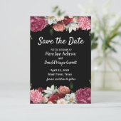 Elegant Bourgogne en roze bloemen sparen de Datum (Staand voorkant)