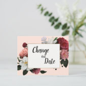 Elegant Bourgogne en roze bloemen verander de datu Briefkaart (Staand voorkant)