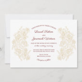 Elégant Bourgogne et Faire-part de mariage Rose d' (Devant)