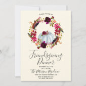 Elégant Bourgogne Floral Friendsgiving Invitations (Devant)