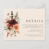 Elegant Bourgogne Floral Mariage Détails Carte (Devant)