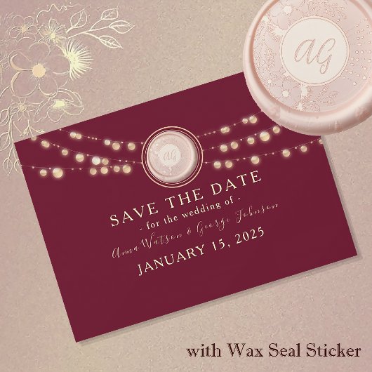 Elegant Bourgogne Monogram Bruiloft Save The Date