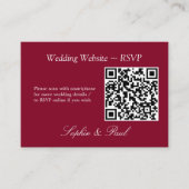 Elegant Bourgogne QR Code Site Web Carte RSVP (Devant)