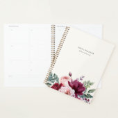 Élégant Bourgogne rose Floral Nom personnalisé (Devant avec enveloppe)