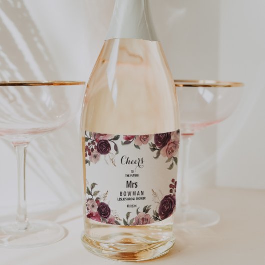 Elegant Bourgondië Bruiloft Sparkling Wijn Label Sparkling Wijnetiket