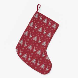 Elegant Bourgondië Hertenpatroon Kleine Kerstsok