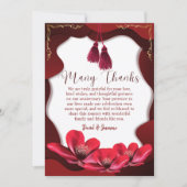 Elegant Bourgondië & White Boho Wedding Jubileum Bedankkaart (Voorkant)