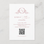 Elegant Bourgondisch Monogram RSVP Online QR-code Informatiekaartje (Voorkant)